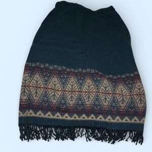 VTG,Y2K Woolrich wool blend dark Teal & Red Patterned Maxi Skirt, 10 western